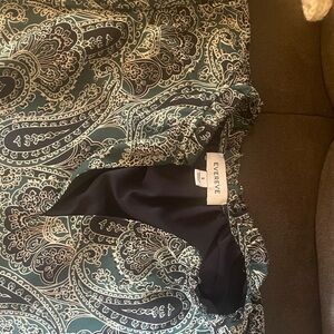 Evereve Teal and White Paisley Top